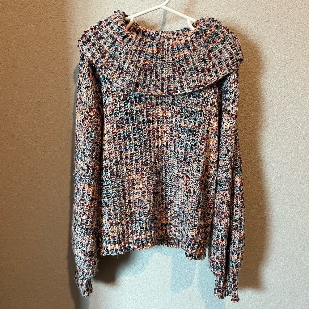 art class size m (7/8) multicolor knit pullover sweater w/an oversized cowl neck